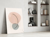 Peach Arc artwork anchoring a wall with scandi pastel palette