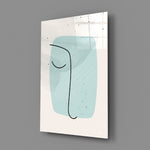 Mint Line Portrait close-up showing continuous line over mint-aqua watercolor