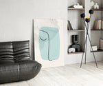 Mint Line Portrait glass print enhancing a bedroom with editorial drama