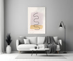 Lavender Wave glass wall art styled above a sofa in a living room