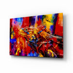 Expressionist-reptile panel bringing bold drama to a contemporary tropical lounge