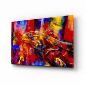 Expressionist-reptile panel bringing bold drama to a contemporary tropical lounge