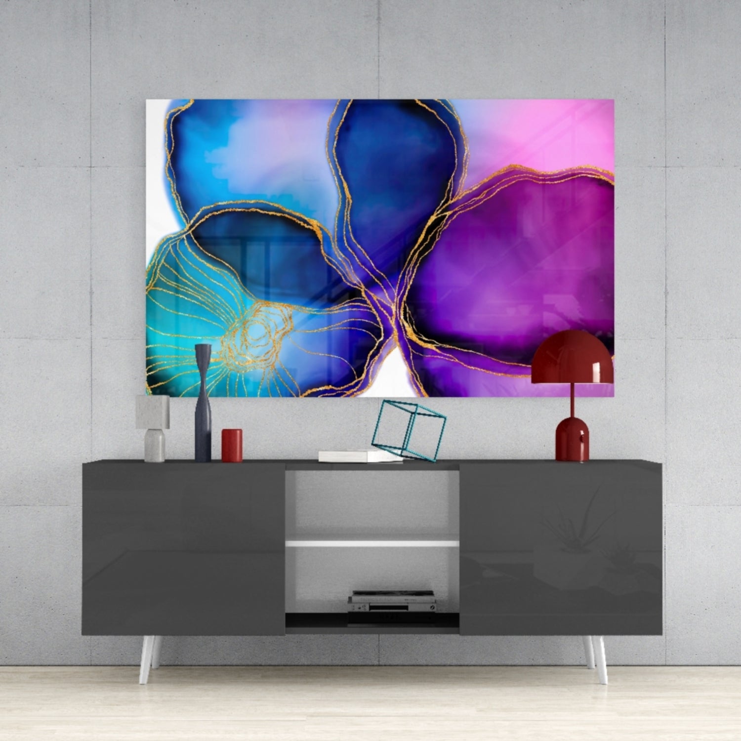 Abstract Shapes Glass Wall Art.