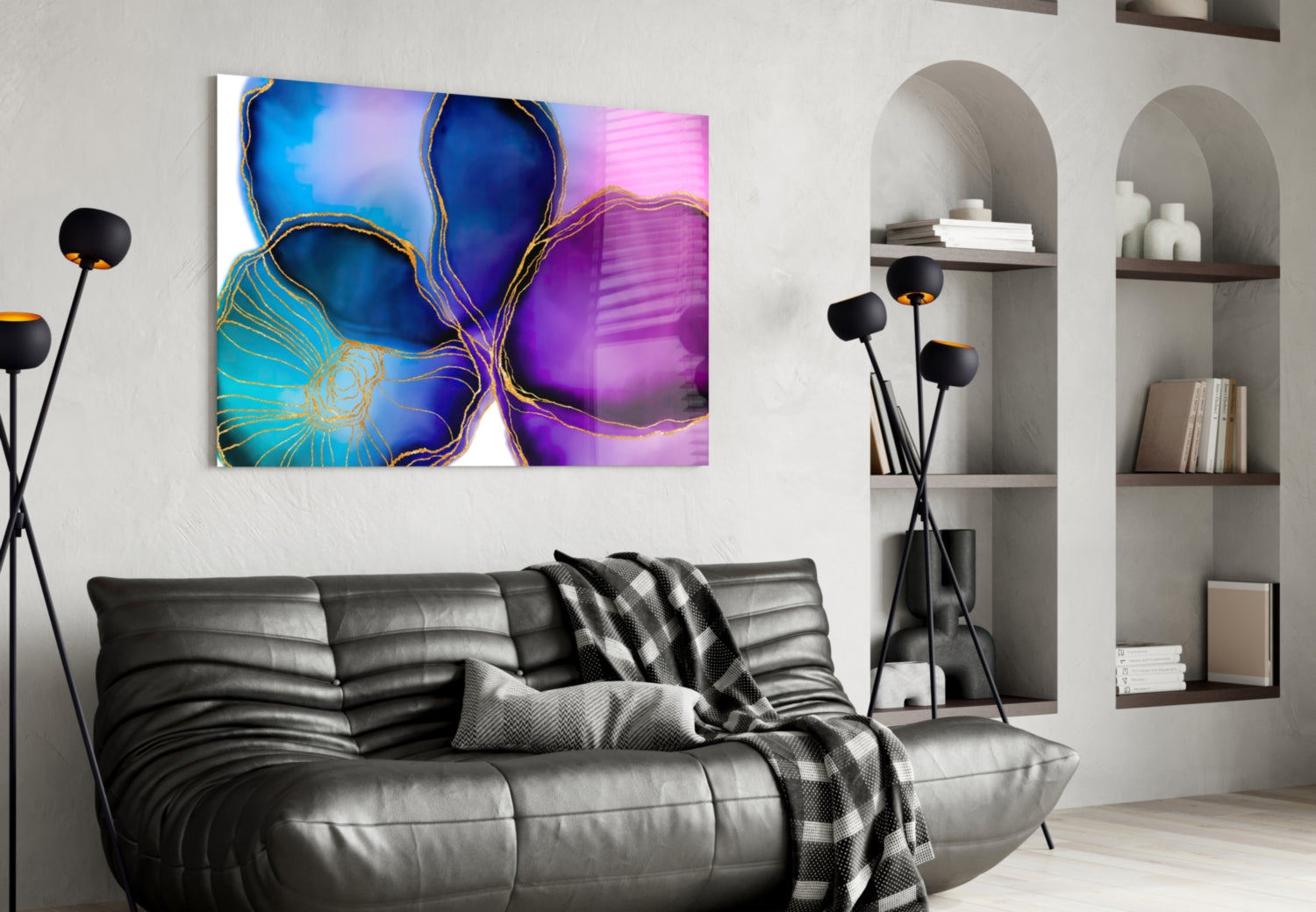 Abstract Shapes Glass Wall Art.
