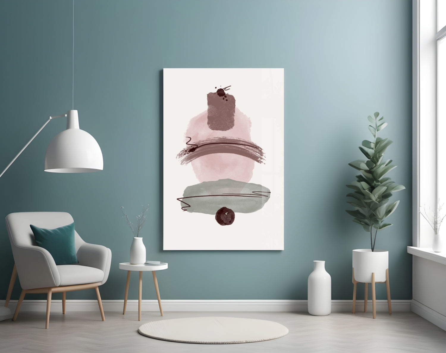 Abstract Shapes Glass Wall Art.