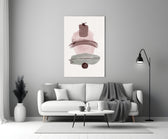 Wabi Mauve glass wall art styled above a sofa in a master bedroom