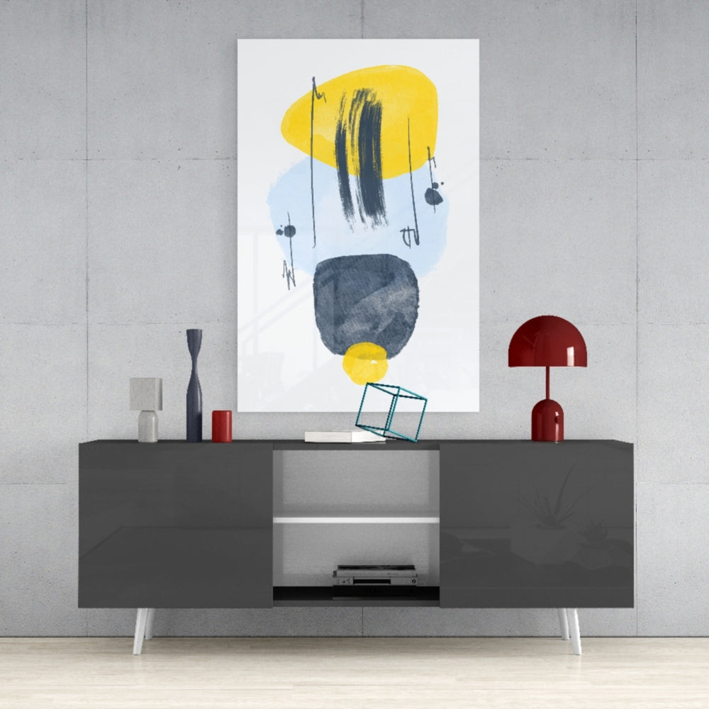 Abstract Shapes Glass Wall Art.