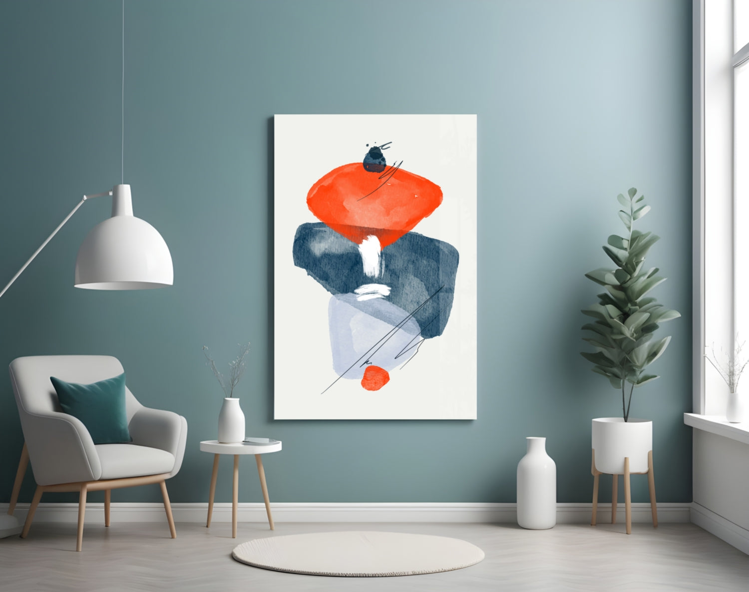 Abstract Shapes Glass Wall Art.