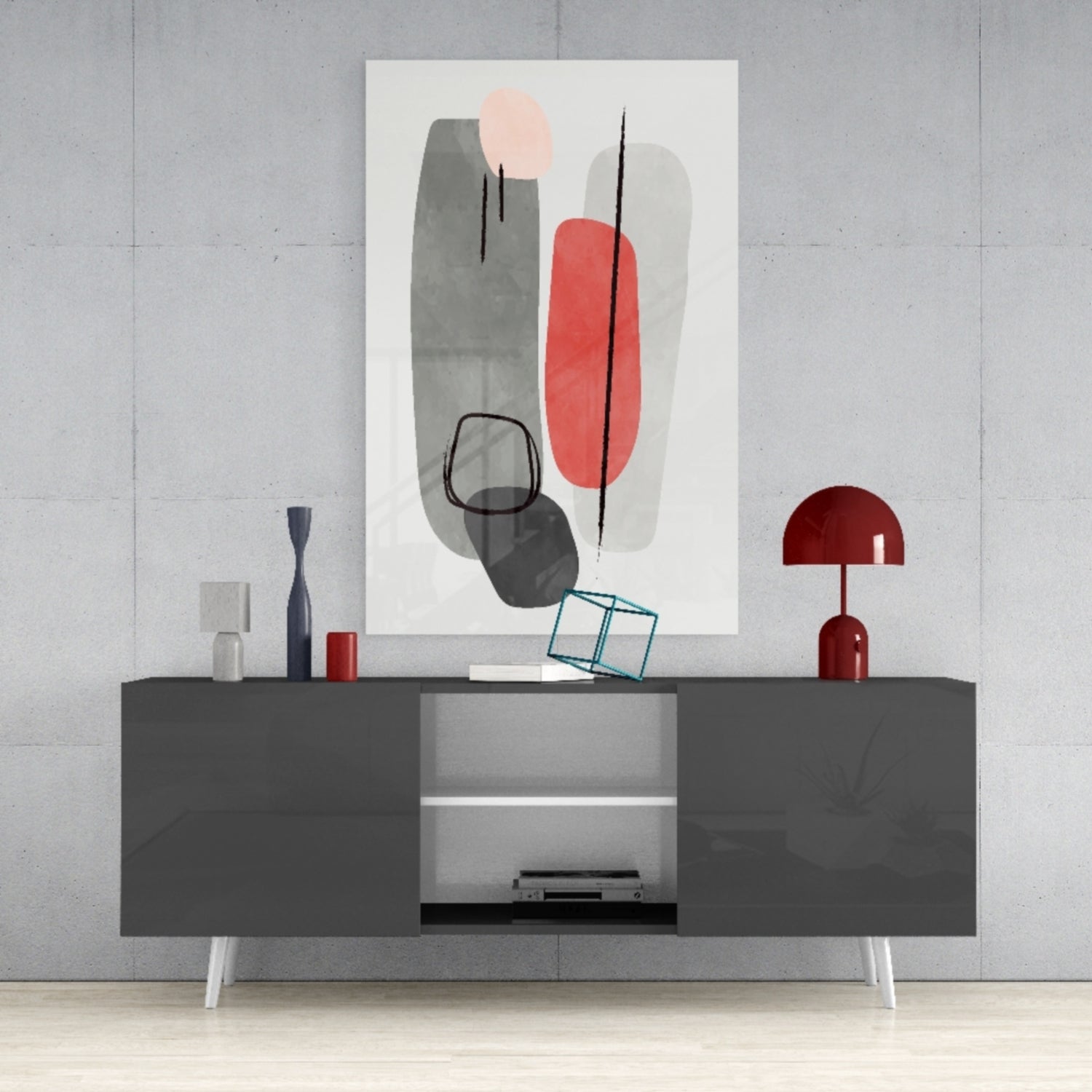 Abstract Shapes Glass Wall Art.