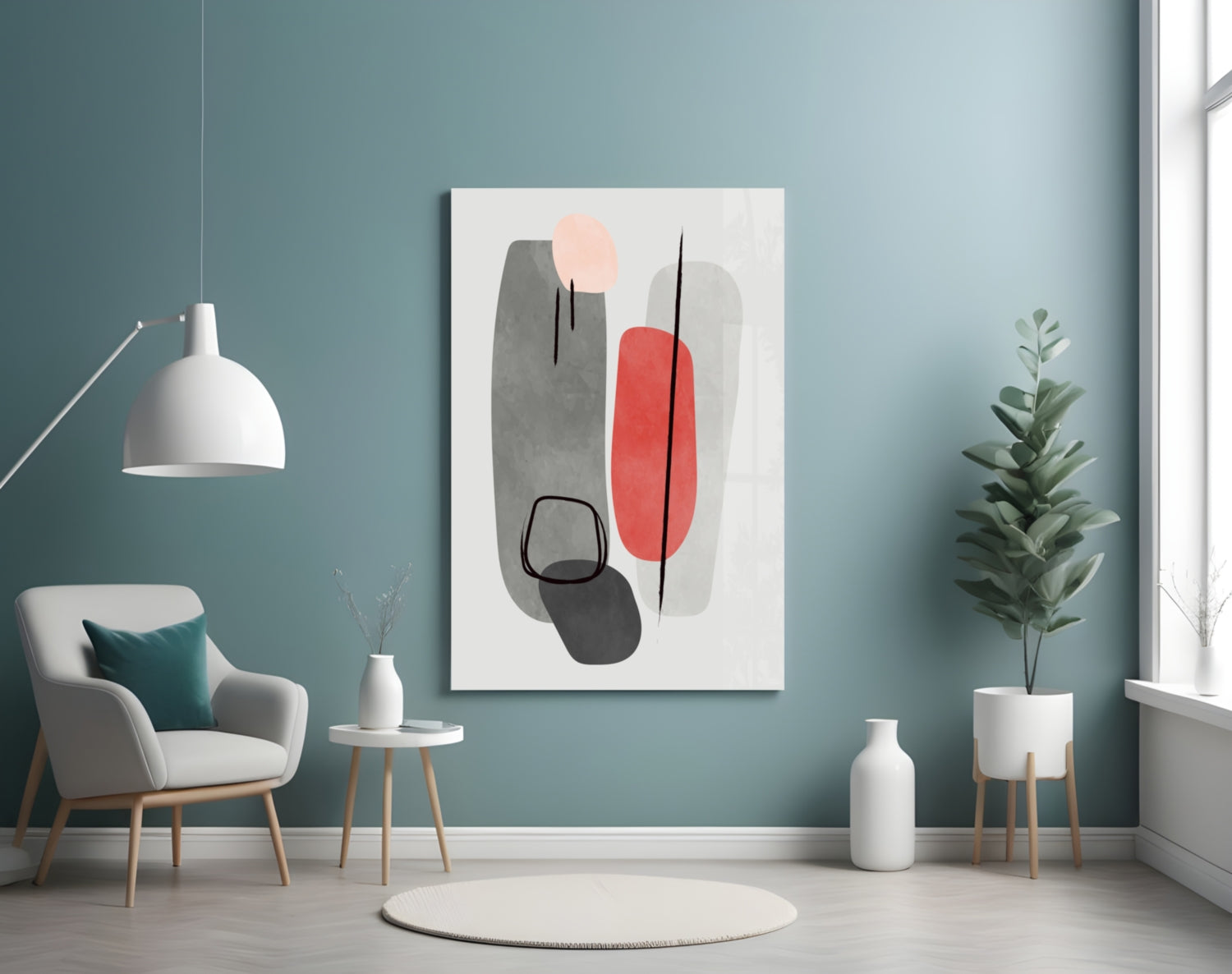 Abstract Shapes Glass Wall Art.