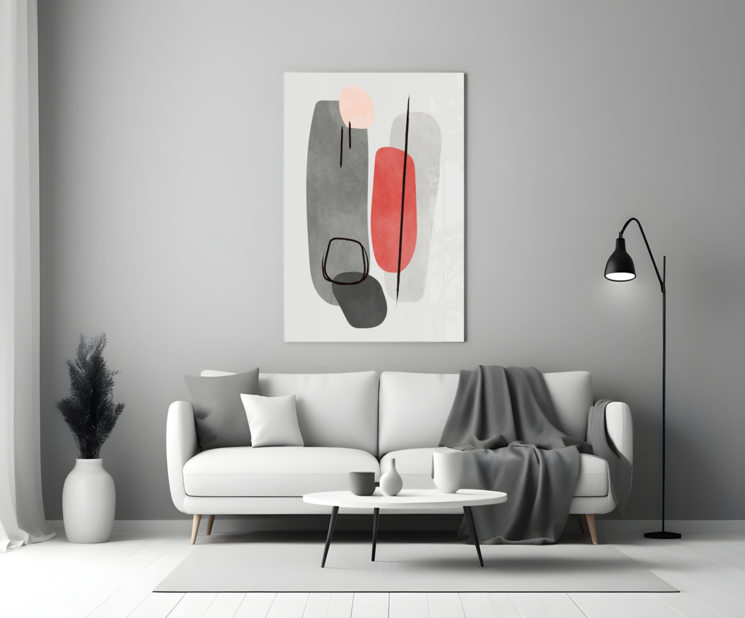 Abstract Shapes Glass Wall Art.