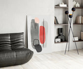 Geometric Stack artwork anchoring a wall with scandi geometric palette