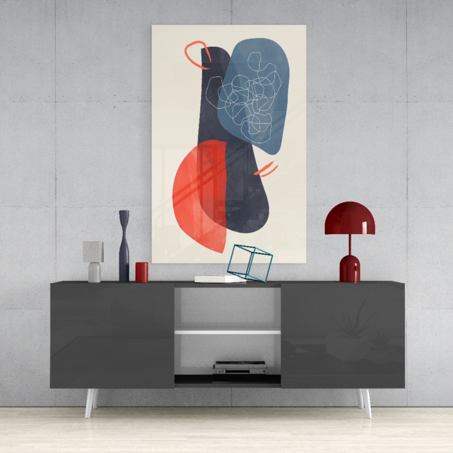 Abstract Shapes Glass Wall Art.