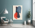 Mid-Century Forms glass print enhancing a hallway with cinematic drama