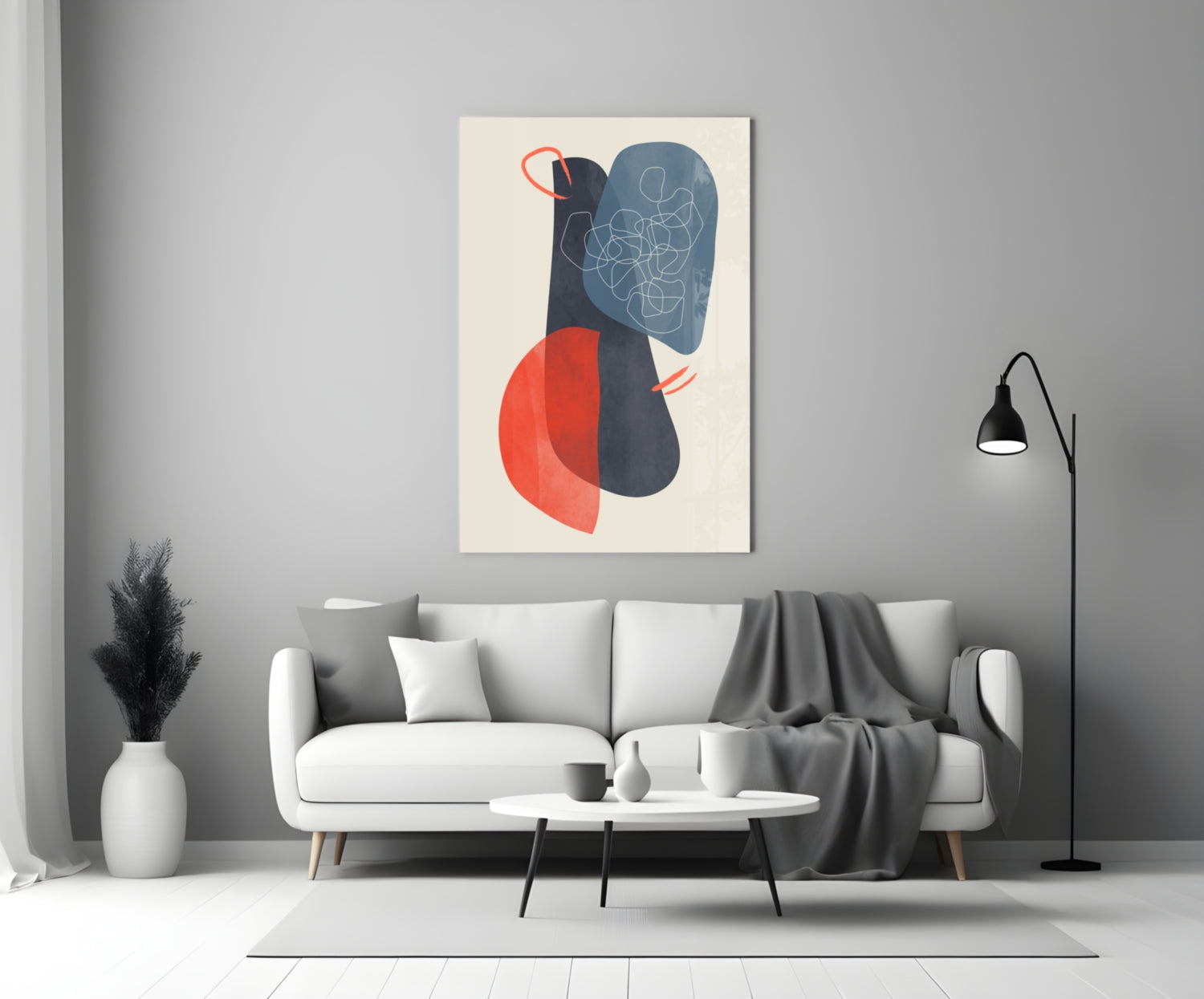 Abstract Shapes Glass Wall Art.