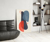 Mid-Century Forms artwork anchoring a wall with bold mid-century palette