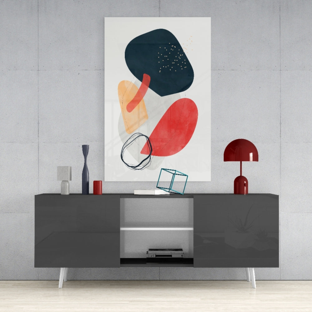 Abstract Shapes Glass Wall Art.