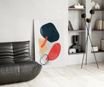 Wabi Crimson artwork anchoring a wall with wabi-sabi bold palette