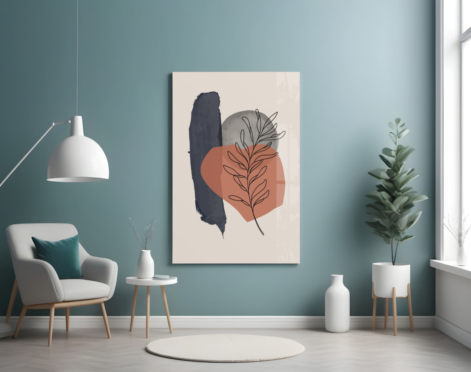 Abstract Shapes Glass Wall Art.