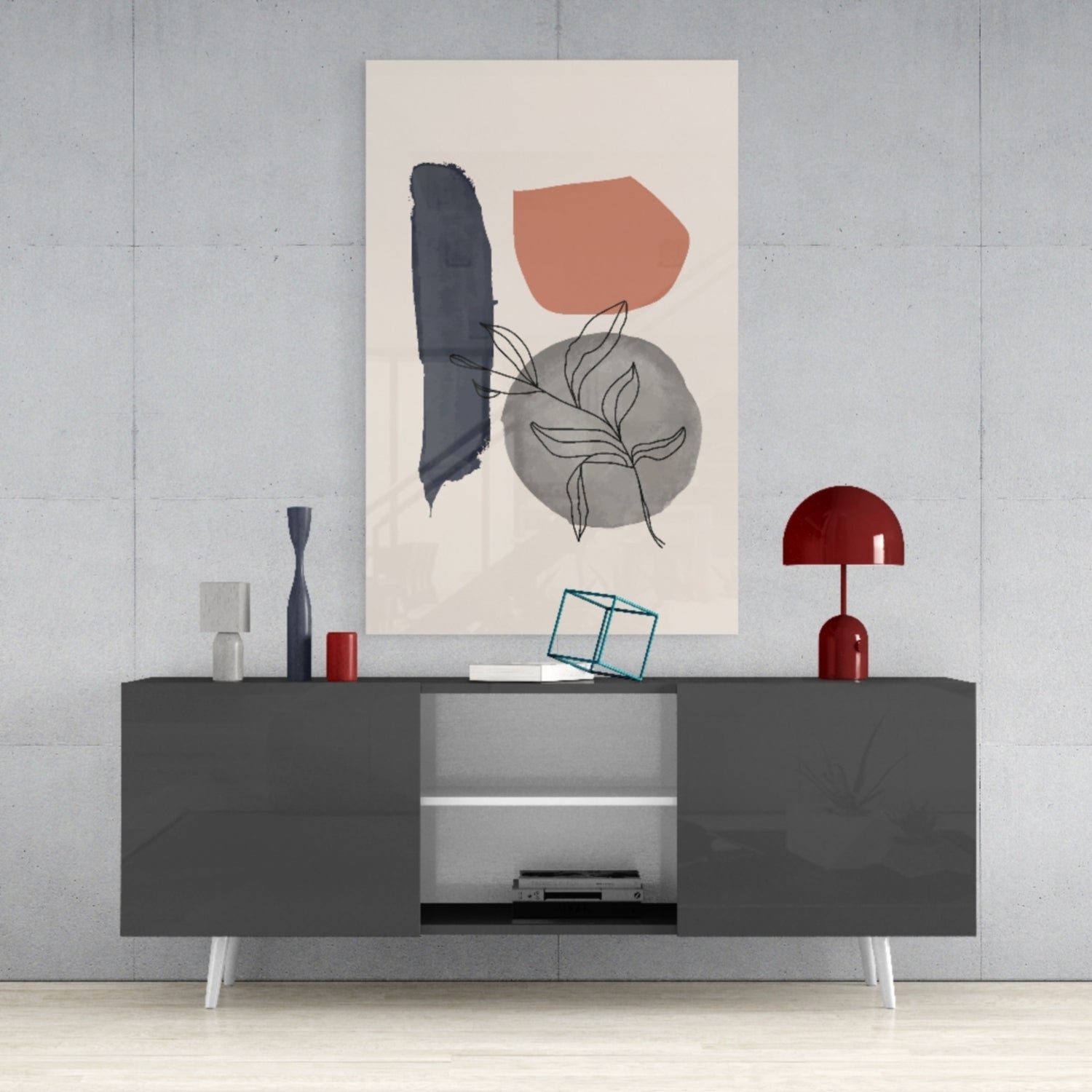 Abstract Shapes Glass Wall Art.