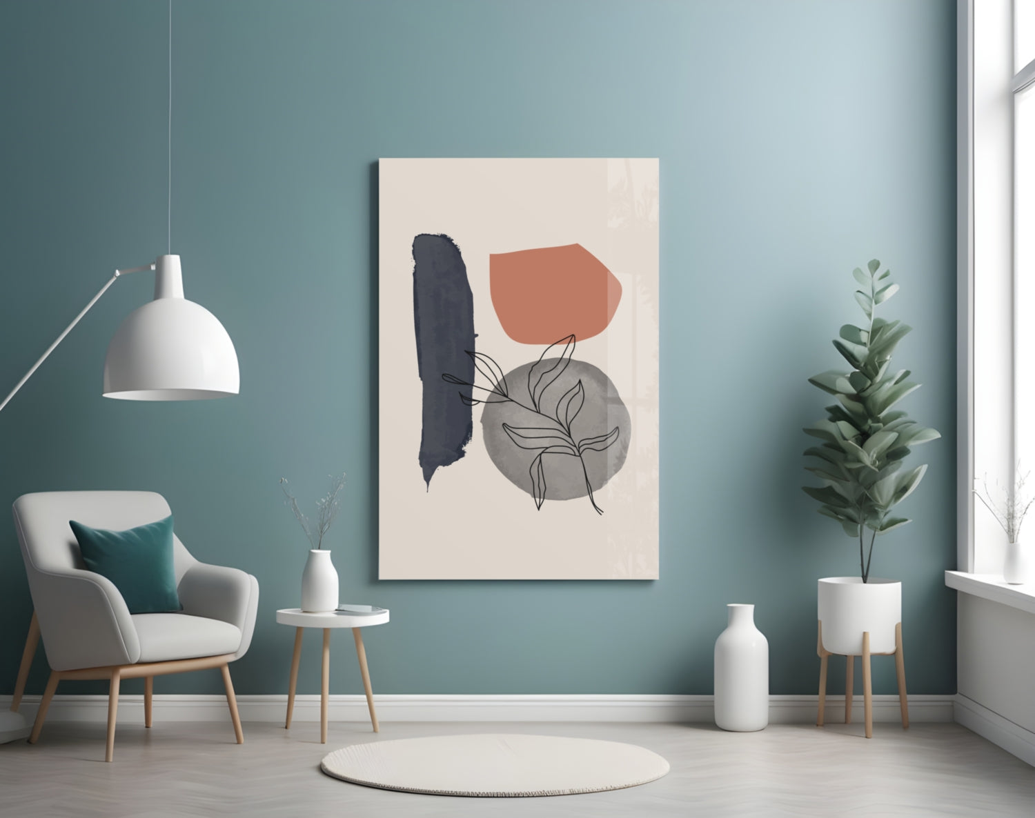 Abstract Shapes Glass Wall Art.