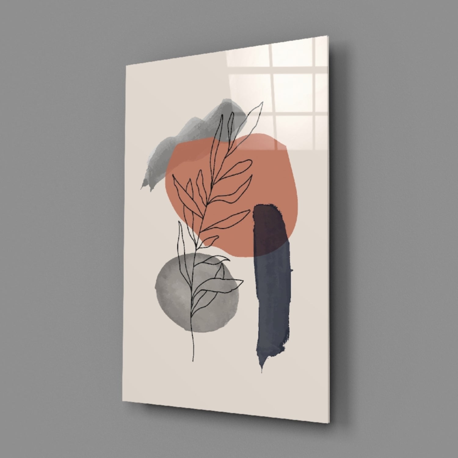 Abstract Shapes Glass Wall Art.