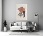 Leaf Branch glass wall art styled above a bed in a master bedroom