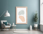 Sage Line Portrait glass print enhancing a powder room with editorial drama