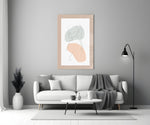 Sage Line Portrait panel adding calm mood to a bedroom