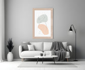 Sage Line Portrait panel adding calm mood to a bedroom