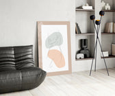 Sage Line Portrait artwork anchoring a wall with scandi serene palette