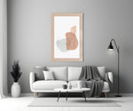Couple Line glass wall art styled above a console in a master bedroom