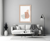 Couple Line glass wall art styled above a console in a master bedroom