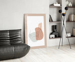 Couple Line glass print enhancing a dressing area with editorial drama