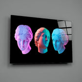 Vaporwave Trio close-up showing magenta, coral and cyan-tinted busts
