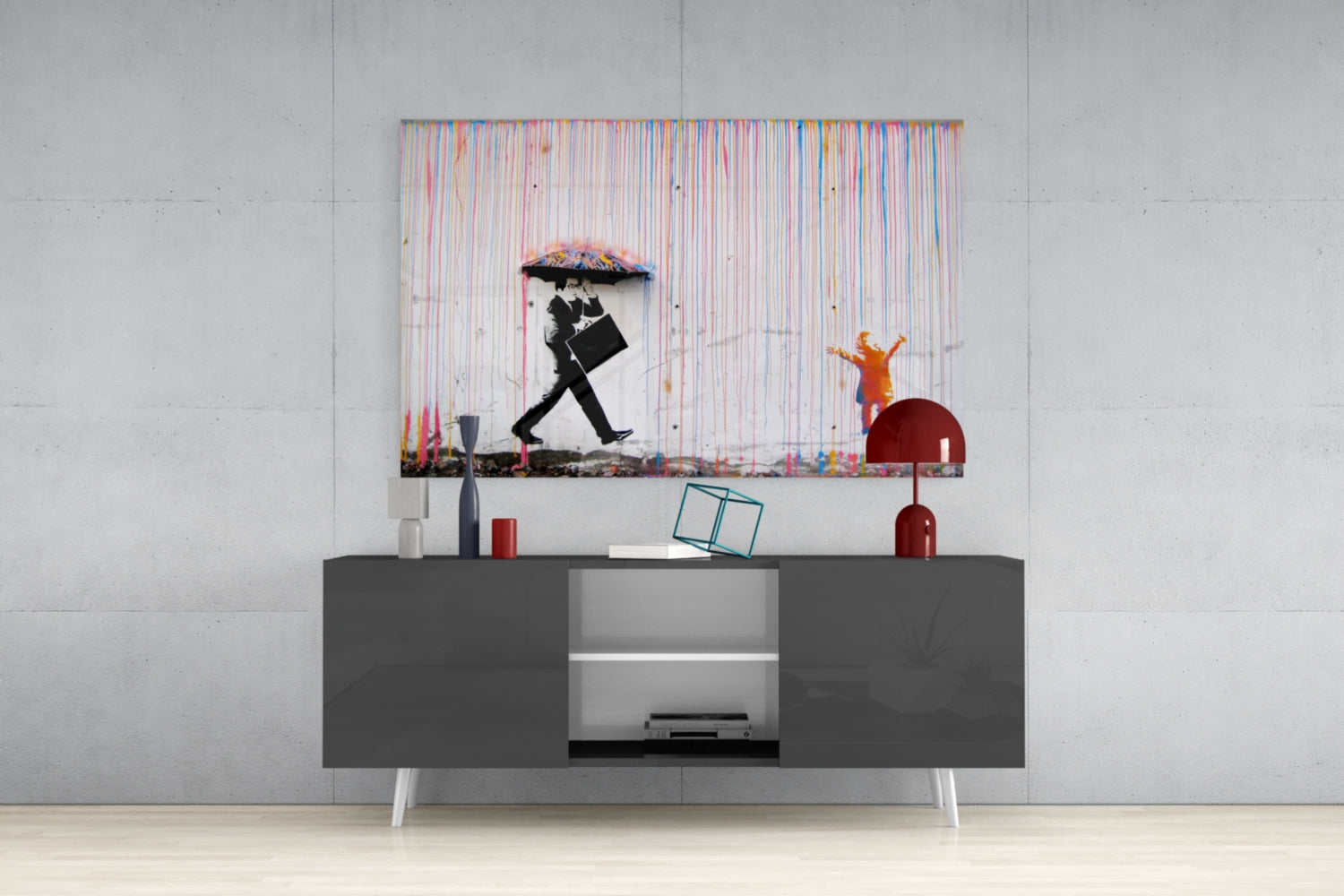 Color of Rain - Banksy Glass Wall Art.