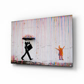 Street-art panel bringing bold drama to a contemporary lounge
