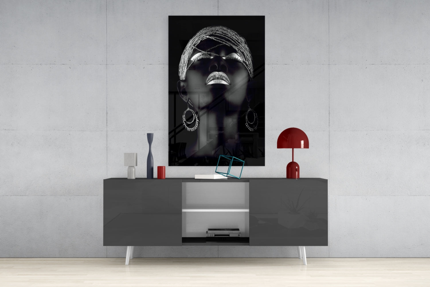 Silver Woman Glass Wall Art.