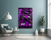 Purple Stairs panel adding editorial mood to a hallway
