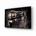 Vintage-americana panel bringing moody drama to a contemporary lounge