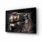 Vintage-americana panel bringing moody drama to a contemporary lounge