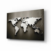 Metallic-cartography panel bringing executive drama to a contemporary office