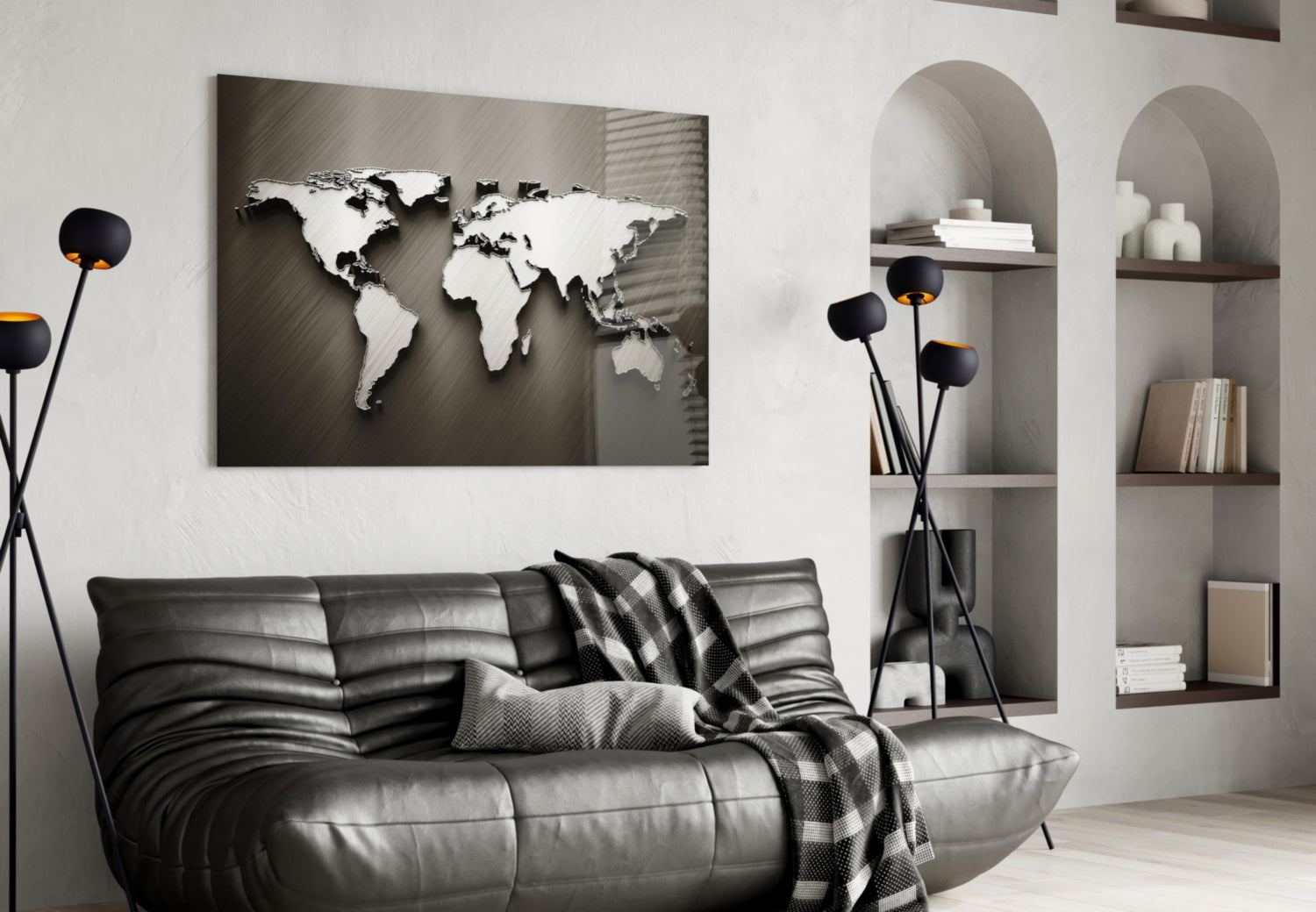 World Map Glass Wall Art.