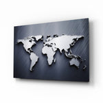 Metallic-cartography panel bringing executive drama to a contemporary office
