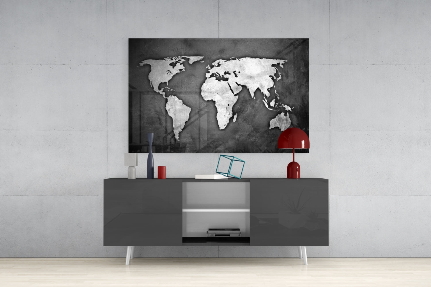 World Map Glass Wall Art.