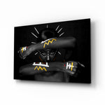 Tribal-portrait panel bringing bold drama to a contemporary lounge