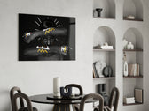 Tribal Spirit glass print enhancing a dressing area with cinematic drama