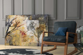 Autumn Manuscript artwork anchoring a wall with nostalgic autumnal palette