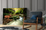 Forest Deer artwork anchoring a wall with biophilic serene palette