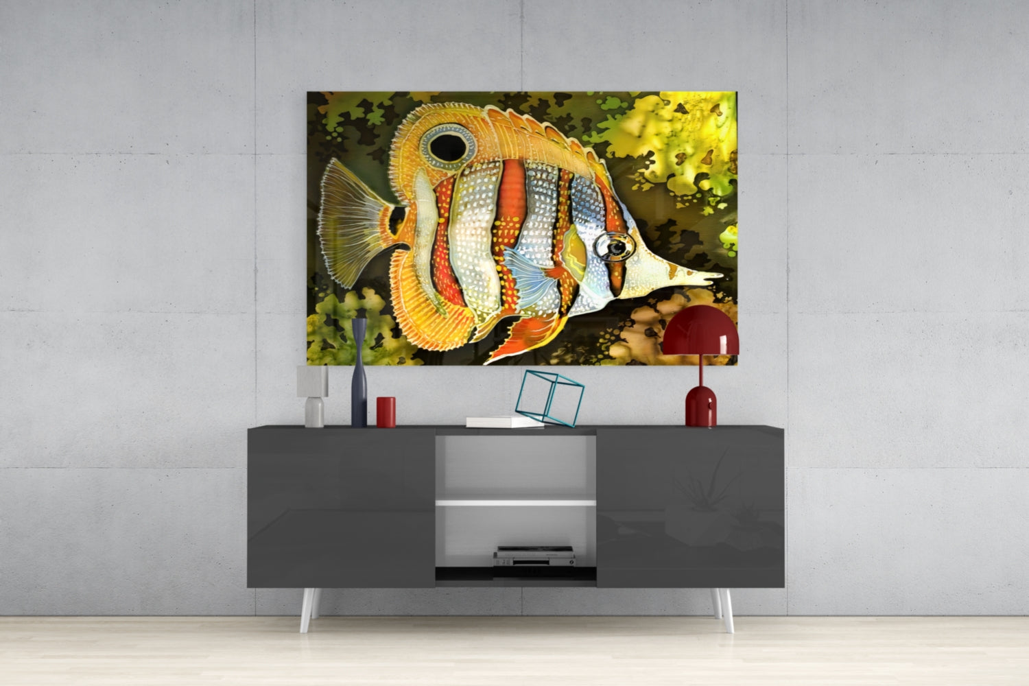 Orange Fish Glass Wall Art.